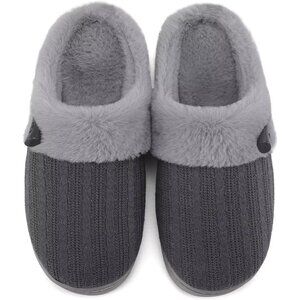 Women's Grey NineCiFun Slip Slippers Memory Foam Warm Plush House Shoes